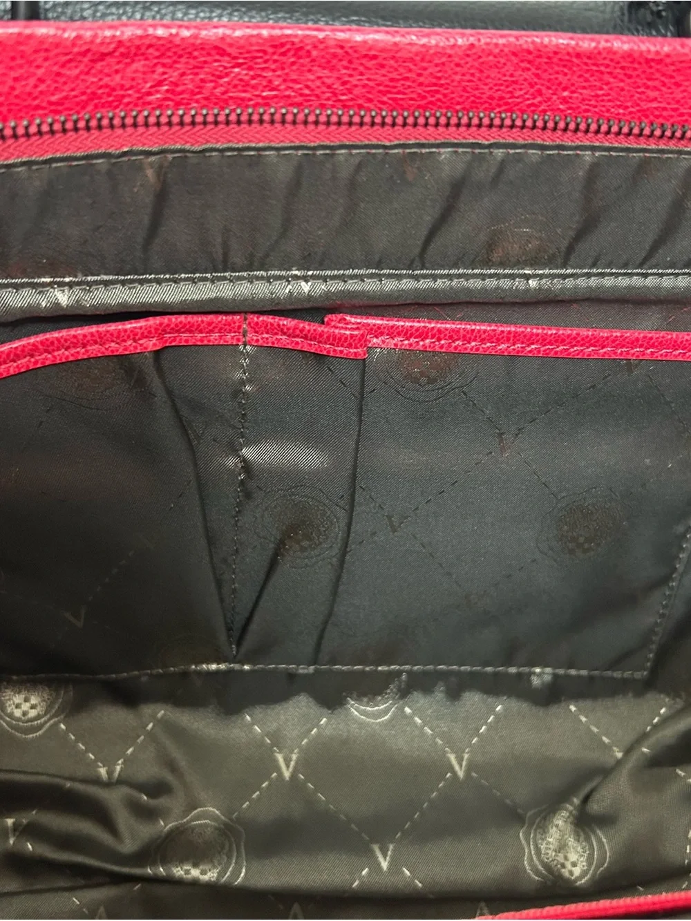 Vince Camuto Black, Pink & Gray Colorblock Leather Satchel Bag